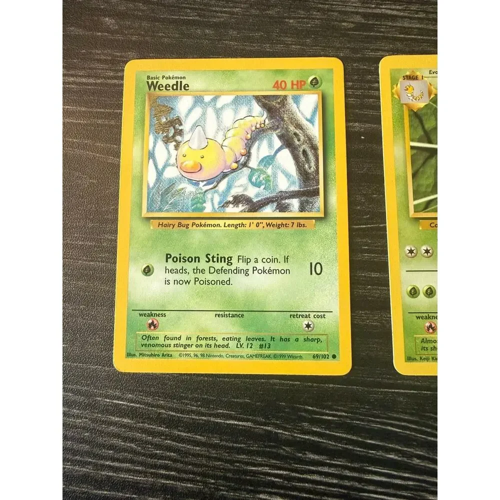 Vintage Pokémon Cards Base Set 2 Evolution Lot - Weedle Kakuna Beedrill